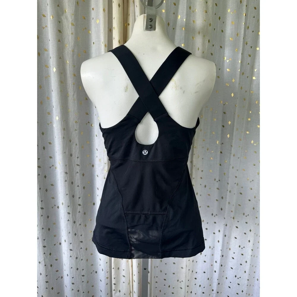 Lululemon Women's Black Athleisure Built In Bra Criss Cross Swift Tank 4